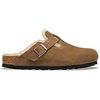 Birkenstock Womens Boston Shearling Suede Leather Clog - Dark Tea