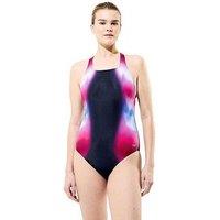 Speedo Women'S Printed Medalist Swimsuit - Black / Pink