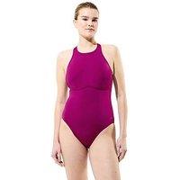 Speedo Women'S Racerback Zip Swimsuit - Dark Pink