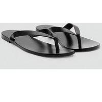Mango Leather Strap Sandals - Black
