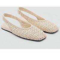 Mango Braided Backless Ballerina Flat - White