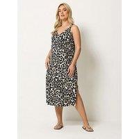 Yours Curve Leopard Print Swing Dress - Brown