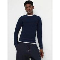 River Island Muscle Fit Long Sleeve Jumper - Navy