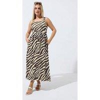 Yours Curve Zebra Strappy Dress - Brown