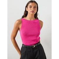 Mango Knit Boat Neck Top - Pink