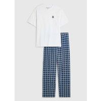 River Island Mens Check Cotton Loungewear Set - Navy