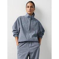 Michelle Keegan Check Funnel Neck Jacket - Navy
