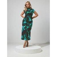 Yours Curve Abstract Drape Dress - Black