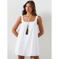 Mango Flared Cotton Dress - White