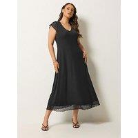 Yours Curve Mesh Cap Sleeve Maxi Dress - Black