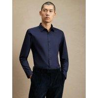 River Island Mens Slim Fit Cotton Shirt - Navy