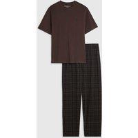 River Island Check Cotton Loungewear Set - Brown