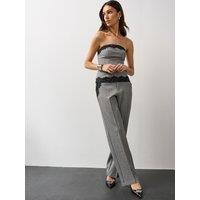 Michelle Keegan Womens Lace Trim Wide Leg Co Ord Trousers - Grey
