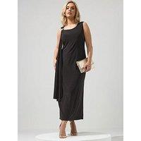 Yours Curve Sash Metal Detail Dress - Black