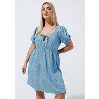 Yours Curve Polka Dot Mini Dress - Blue