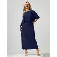 Yours Curve Cape Dress - Blue