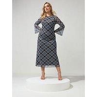 Yours Curve Check Mesh Dress - Black