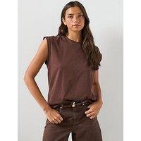 Mango Short-Sleeved Cotton T-Shirt - Brown