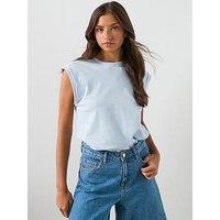 Mango Short-Sleeved Cotton T-Shirt - Blue