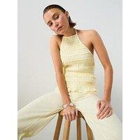 Mango Halter Neck Crinkle Top - Pastel Yellow