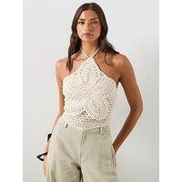 Mango Crochet Floral Top - Cream