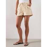 Mango Flap Pocket Denim Shorts - Cream