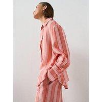 Mango Linen Lyocell Blend Stripe Shirt - Orange