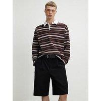 River Island Oversized Fit Cotton Striped Polo Shirt - Brown