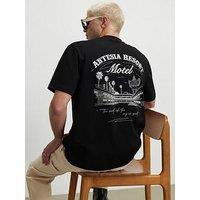 River Island Artesia Motel Graphic T-Shirt - Black