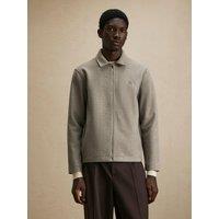 River Island Mens Zip-Through Embroidered Collared Shacket - Grey