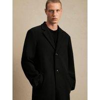 River Island Mens Single-Breasted Longline Textured Overcoat - Black