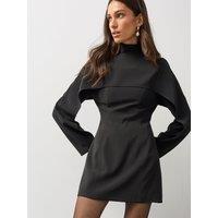 Michelle Keegan Womens High Neck Cape Mini Dress - Black
