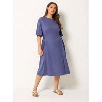 Yours Curve Front Tie Midi Dress - Blue