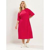 Yours Curve Front Tie Midi Dress - Red