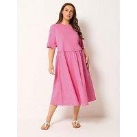 Yours Curve Poplin T-Shirt Midi Dress - Pink