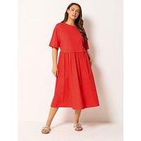 Yours Curve Poplin T-Shirt Midi Dress - Orange