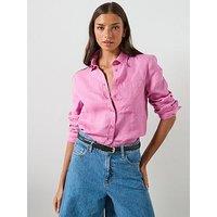 Mango Pocket Linen Shirt - Pink