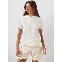 Mango Floral-Embroidered Cotton T-Shirt - Cream