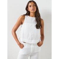 Mango Bambula Co-Ord Tie Top - White