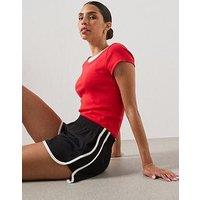 Mango Striped Linen-Cotton Blend Shorts With Contrast Stripes - Black