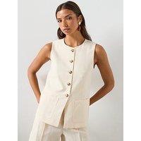Mango Waistcoat Co-Ord With Buttons And Pockets - Cream