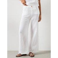 Mango Straight-Leg Crinkle Co-Ord Trousers - White