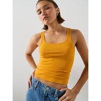 Mango Semi-Sheer Ribbed Vest - Orange