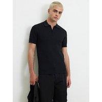 River Island Muscle Fit Hexogen Textured Polo Shirt - Black