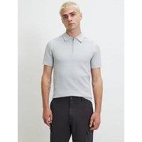 River Island Muscle Fit Hexogen Textured Polo Shirt - Grey