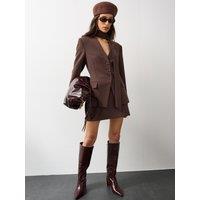 Michelle Keegan Womens A Line Smooth Woven Pull-On Co Ord Mini Skirt - Brown