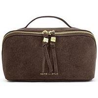 Katie Loxton Soho Medium Chocolate Suedette Make Up & Wash Bag
