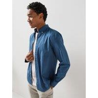 Tommy Hilfiger Mens Flex Poplin Solid Regular Fit Shirt - Blue