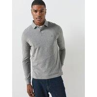 Tommy Hilfiger Mens 1985 Regular Fit Stretch Long Sleeve Polo Shirt - Medium Grey Heather