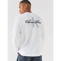 Calvin Klein Jeans Mens Relaxed Back Graphic Long Sleeve T-Shirt - White